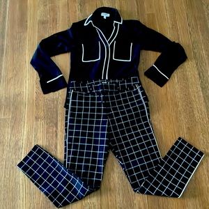 EUC express slim fit shirt XXS and old navy ankle pants Sz 2